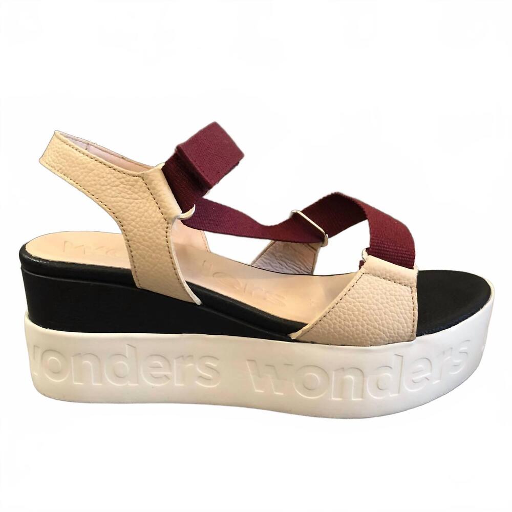 NEW WONDERS women's wild sandal in beige/maroon